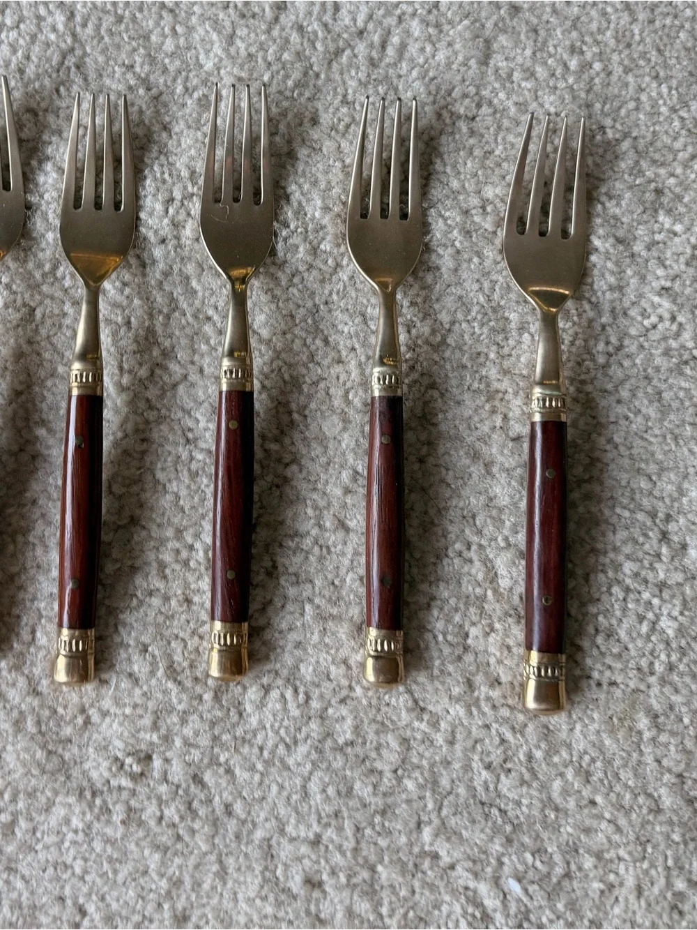 Set of Vintage Mid-Century Modern Thai Brass & Rosewood  Flatware